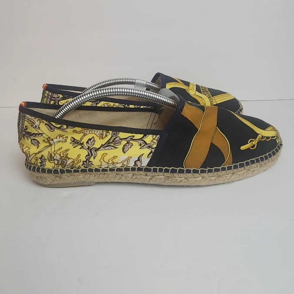 Respoke Eperon Chasse Navy Gold Hermes Espadrille 41